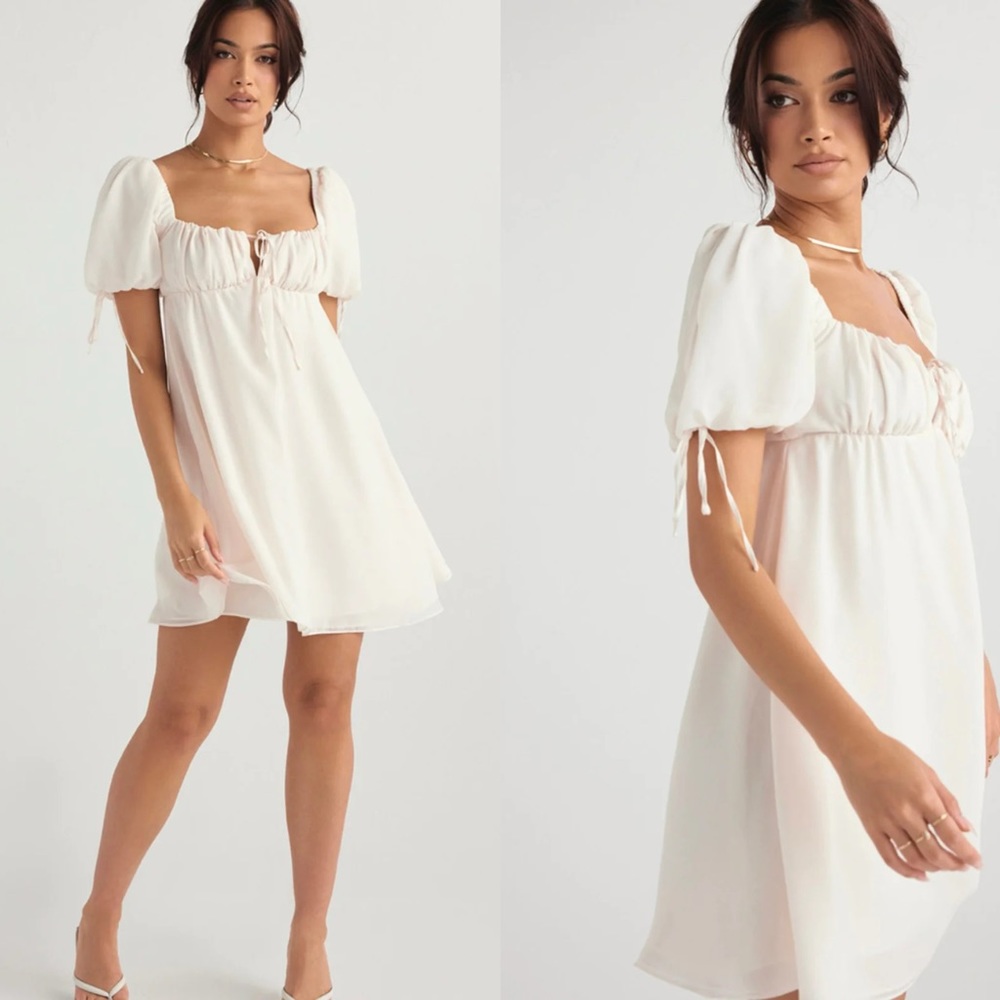 HOUSE OF CB 'Princess' Ivory Georgette Mini Dress